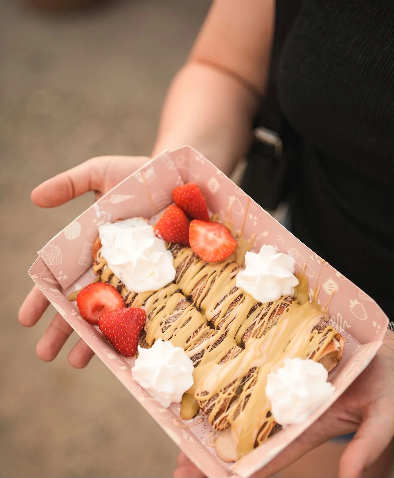 Strawberry chimney rolls in branded packaging